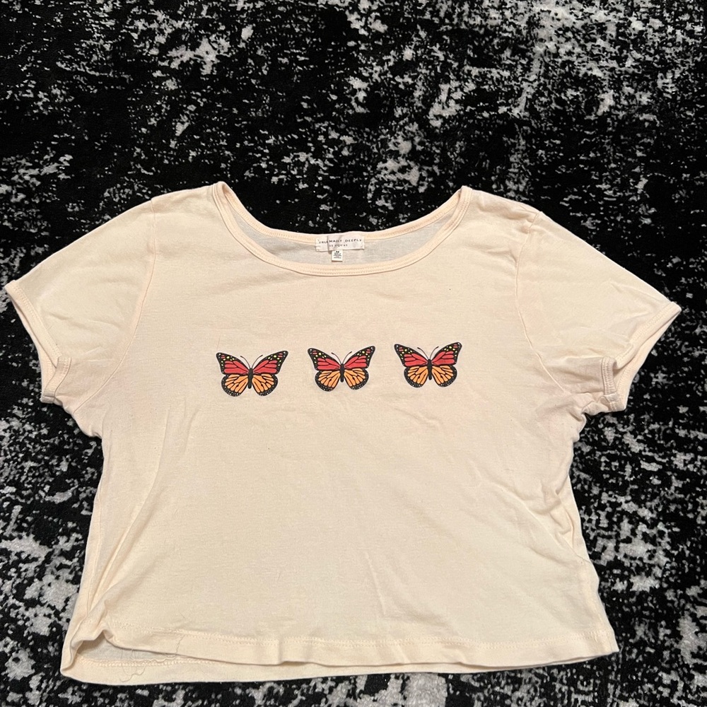 urban outfitters butterfly baby tee